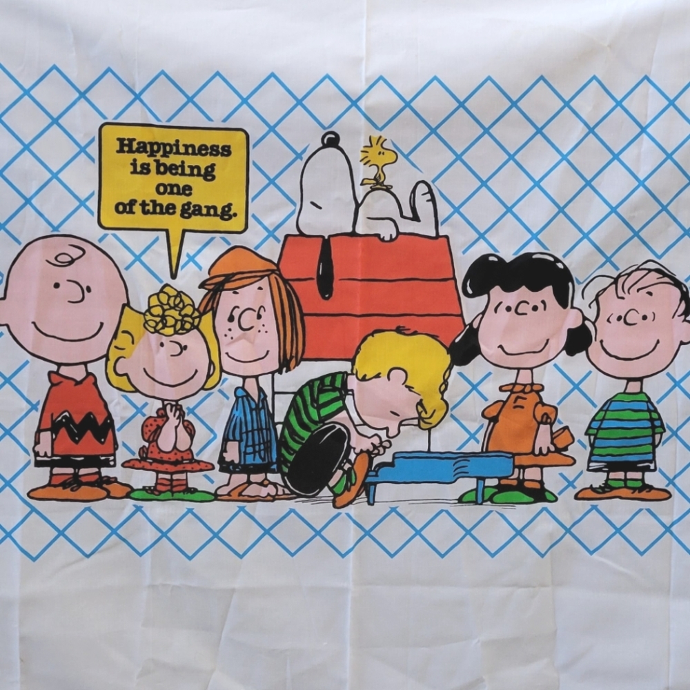 Vintage Charlie Brown Sheet Early 70s Peanuts Top Flat Bedspread Twin PERFECT